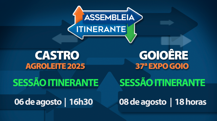 Assembleia Itinerante chega nesta semana a Castro e Goioerê com sessões especiais e atendimentos à população